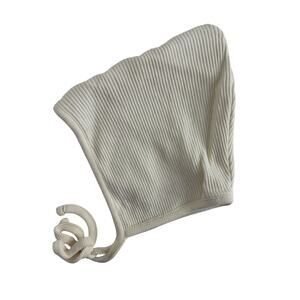Fin & Vince Ribbed Bonnet Size 12-18 Months White Cream 100% Organic Cotton